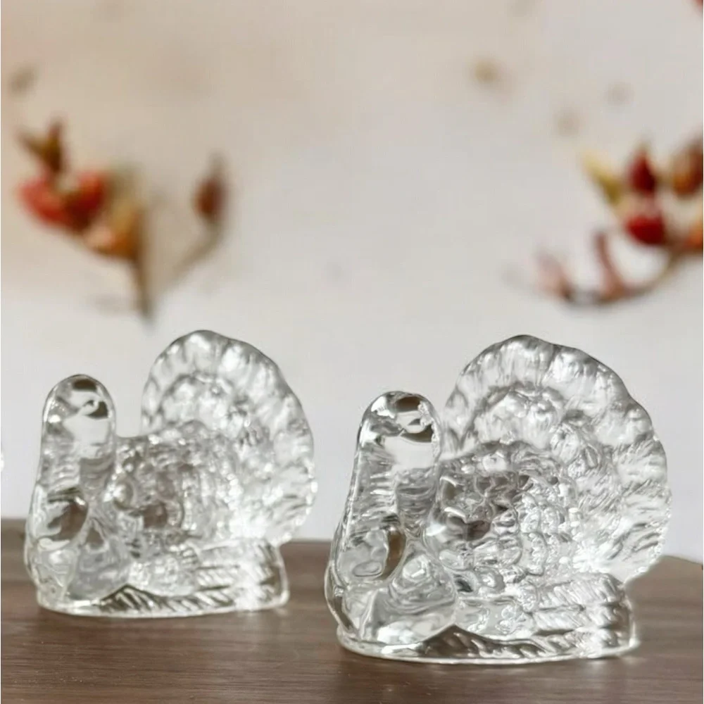 Williams Sonoma Crystal Turkey Taper Holders - Set of 4